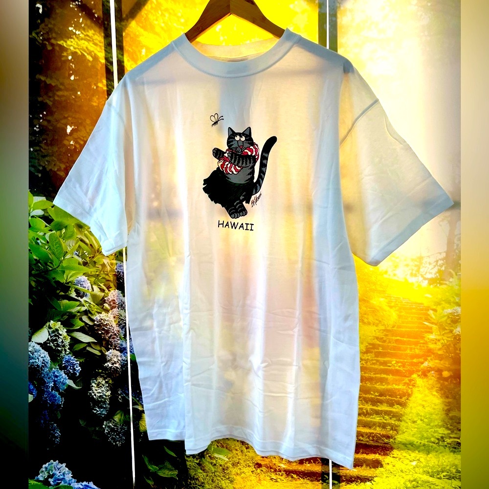 NWT B KLIBAN Hula Cat T Shirt L